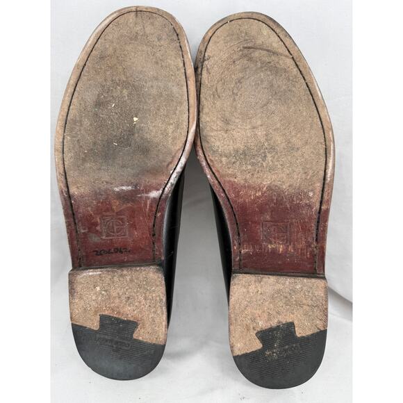 Cole Haan Mens Black Mexico Made Leather Tassel Loafers Kiltie Moc Toe Size 10D